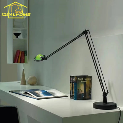 Decorbites™ Industrielles Schwarz/Chrome LED Schalterarm Schreibtischleuchte mit einstellbarem Arm