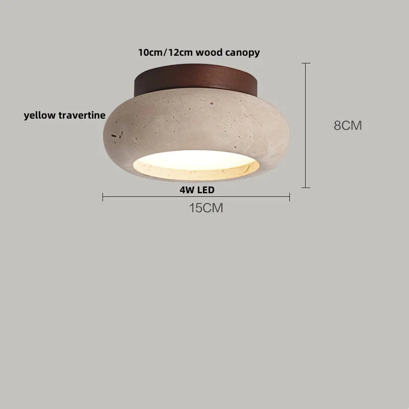 Decorbites™ LED Holz-Deckenleuchte: Natürlicher Gelber Travertin, Modernes Nordisches Design