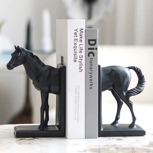 "DecorBites™ Dunkles Hengstharzfigur für Heimdekoration Bücherregalaufbewahrung"