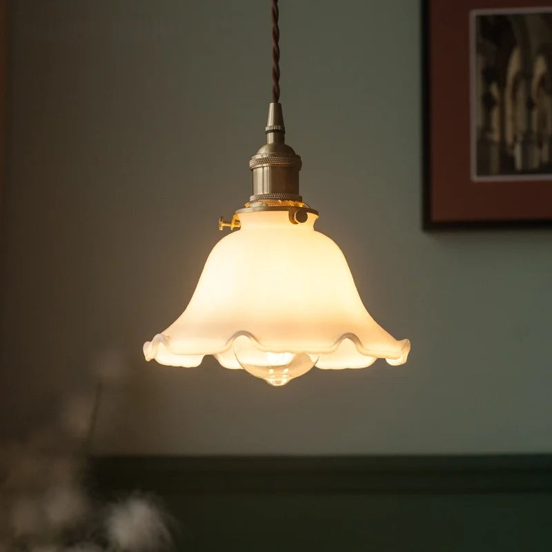 Decorbites™ Creme-Spitzen-Glas-LED-Hängeleuchte: Vintage-Messing-Loft-Café-Bar, Wohnzimmer-Dekoration