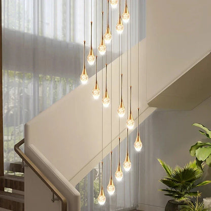 Decorbites™ Kristall-LED-Kronleuchter: Luxuriöse hängende Lichter für lange Treppenhäuser im Wohnzimmer oder Foyer