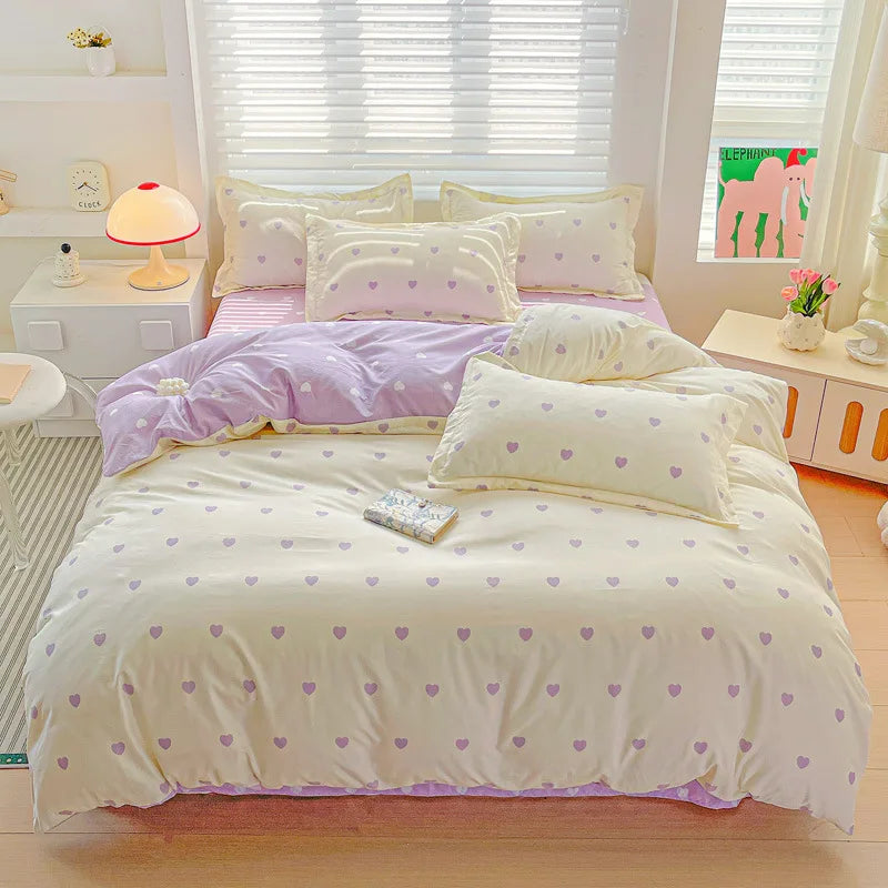 DecorBites™ Cozy Cotton Bedding Set for Double Bed, Autumn Winter Duvet Cover Kit