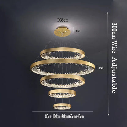 DecorBites™ Crystal LED Chandelier Circle Hanging Lamp - Modern Luxury Dimmable Lighting