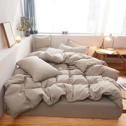Decorbites™ Japanisches Gittermuster-Bettwäsche-Set aus gewaschener Baumwolle für sommerlichen Komfort