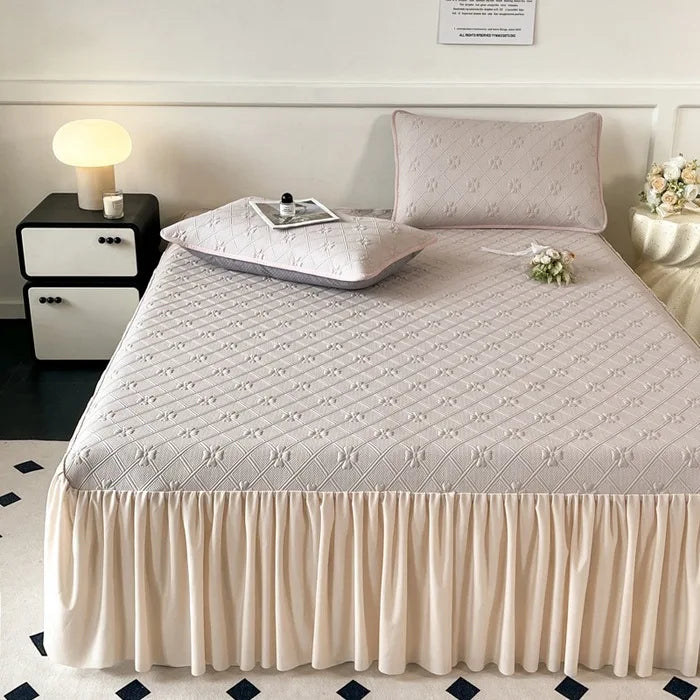 Decorbites™ Ice Bean Jacquard Bettrock-Set - 3 Teile, Sommergewaschene Matratzenauflage