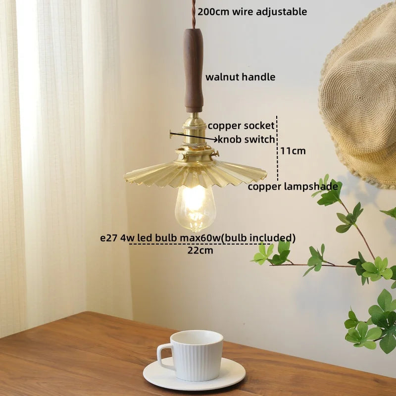 Decorbites™ Grüne Glas-LED-Pendantlampen, Walnuss-Kupfer Moderne Hängeleuchten