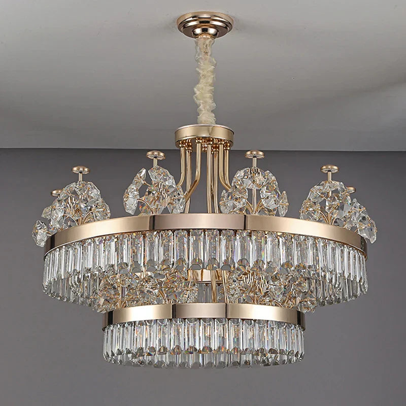 Decorbites™ Kristall-Leuchter: Postmoderne Lichtluxus-Doppelstock-Hängeleuchte für das Wohnzimmer im Haus