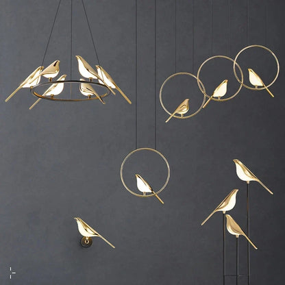 Decorbites™ Goldener Elster-Vogel-Deckenleuchter: Moderne Innenraumbeleuchtung für Wohn-, Ess- und Küchenbereich