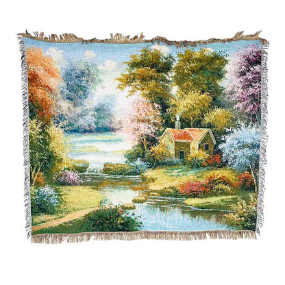 DecorBites™ Linen Cotton Bohemian Jacquard Sofa Blanket