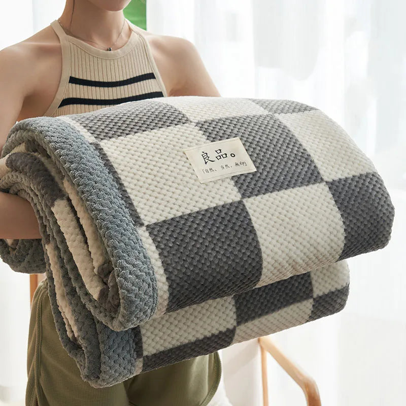 Decorbites™ Japanisches Gestreiftes Korallenflausch-Decke: Warme Sofabezug, Büroschlaf-Shawl, Für Alle Jahreszeiten