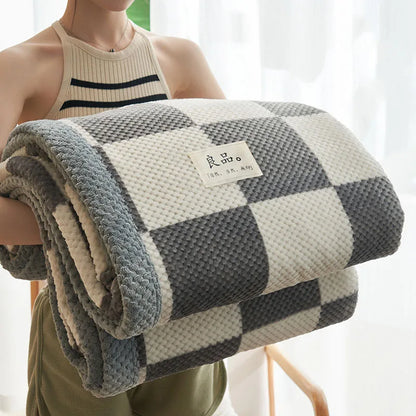Decorbites™ Japanisches Gestreiftes Korallenflausch-Decke: Warme Sofabezug, Büroschlaf-Shawl, Für Alle Jahreszeiten