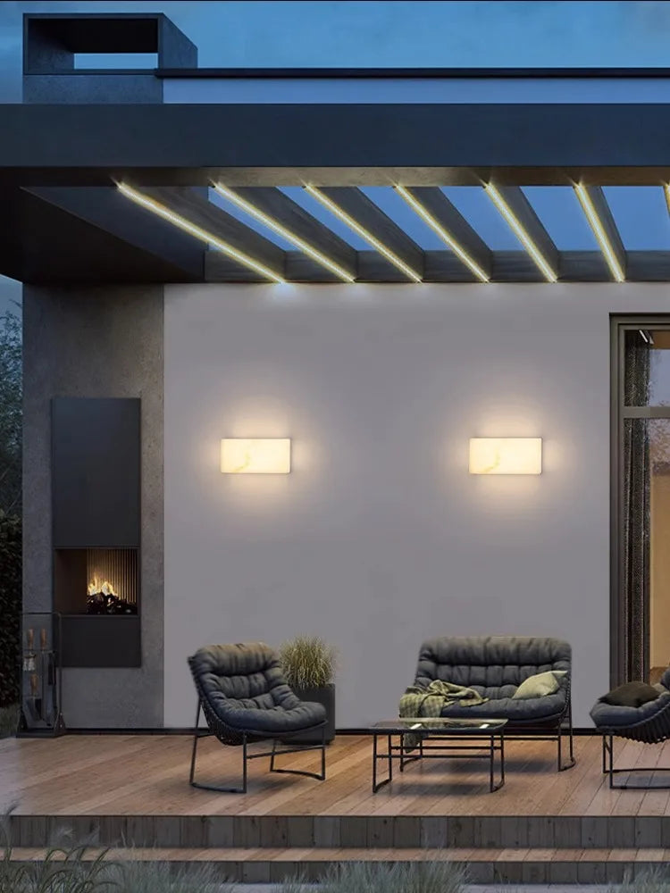 Decorbites™ Art-Deco-Marmorwürfel-LED-Wandleuchte für Innen- und Außenbereich IP54 wasserdicht