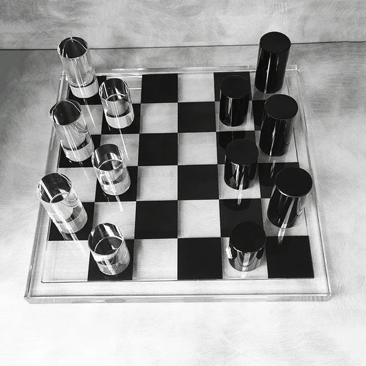 DecorBites™ Geometric Crystal Chessboard: Transparent Chess Set Home Decor & Figurines