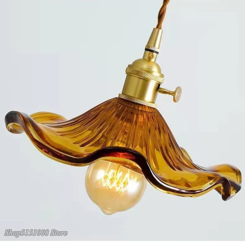 Modern Colorful Glass and Copper Pendant Light