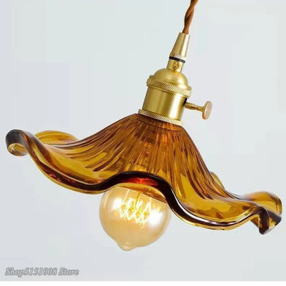 Modern Colorful Glass and Copper Pendant Light