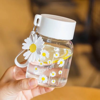 Decorbites™ Gartendaisy-Blüten-Glas-Wasserflasche Tragbarer Becher 350ML