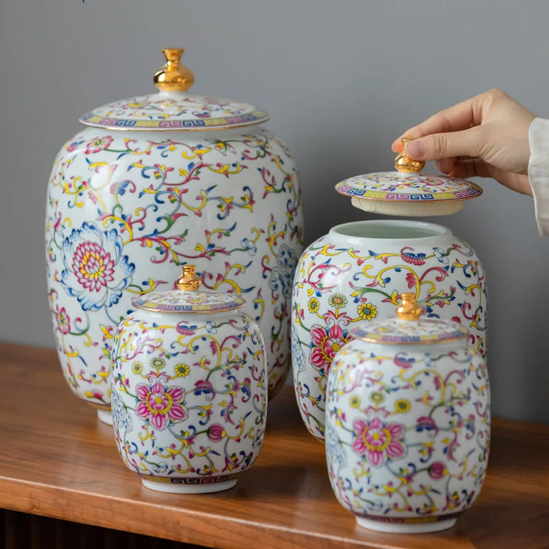 Decorbites™ Emailierter Porzellan-Teedose Ingwergefäß - Desktop-Aufbewahrungsbehälter
