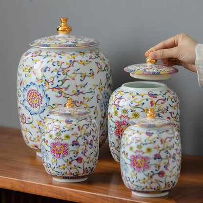 Decorbites™ Emailierter Porzellan-Teedose Ingwergefäß - Desktop-Aufbewahrungsbehälter