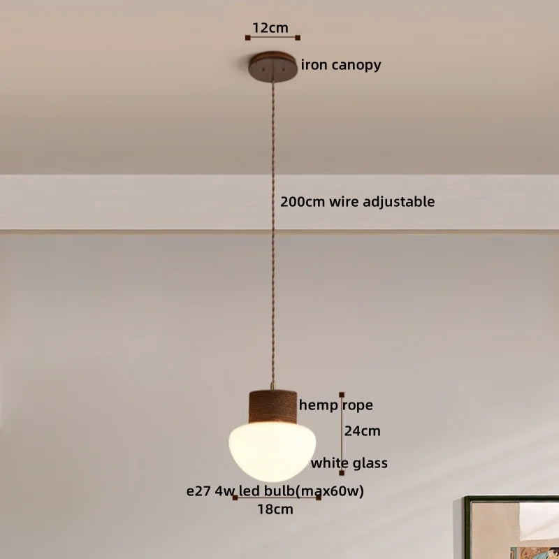 Decorbites™ Hanfseil LED-Hängeleuchte - Nordische Glasleuchte für die Raumdekoration im Haus