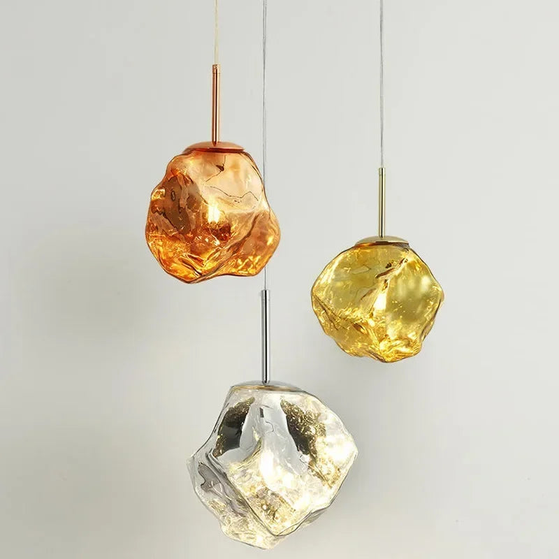DecorBites™ Ice Glass Pendant Light for Hallway Dining Living Bedroom - Modern Hanging Lamp