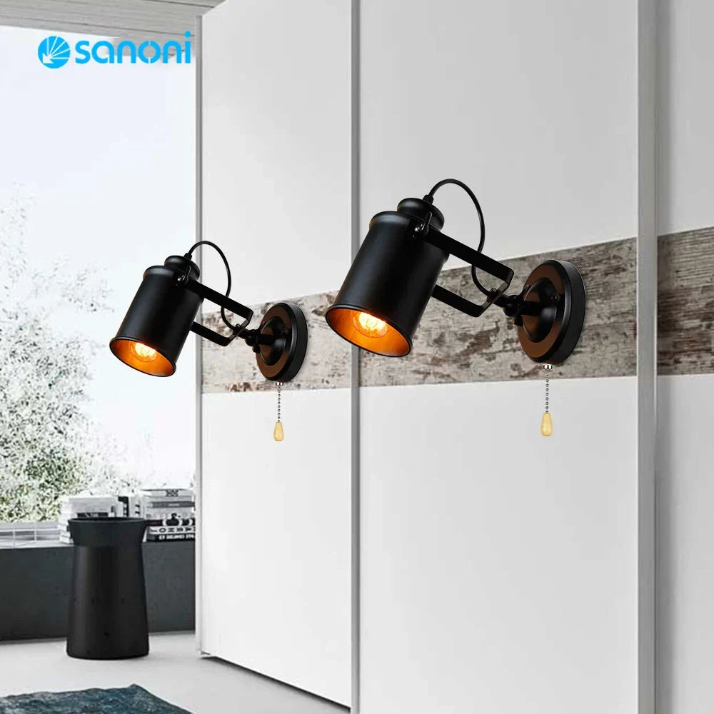 Decorbites™ LED Vintage Wandlampe - Industrielle Loft-Stil Leuchte mit Ketten-Schalter