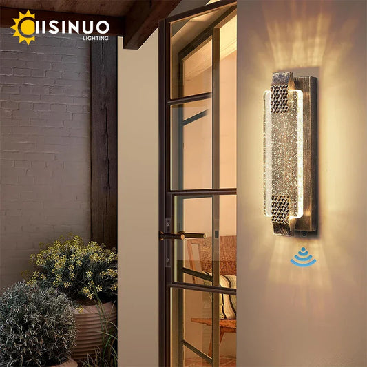 Decorbites™ Kristall-Blase-Glas-LED-Außenwandleuchte für Veranda und Garten