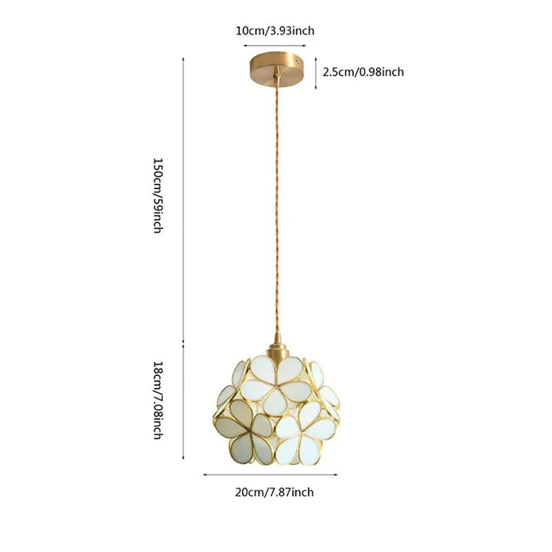 Decorbites™ Glas-Blütenblütenanhängerleuchte: Handgefertigte moderne Blumen-Bleiglaslampe für Schlafzimmer & Wohnzimmer