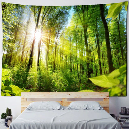 Decorbites™ Bambuswald-Taubenpfad-Gobelin: Hippie-psychedelischer Wandbehang für natürliche Heimdekoration