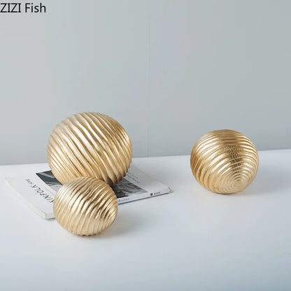 Decorbites™ Golden Wave Ball Desk Ornament, abstrakte Kunstskulptur für die Raumästhetik