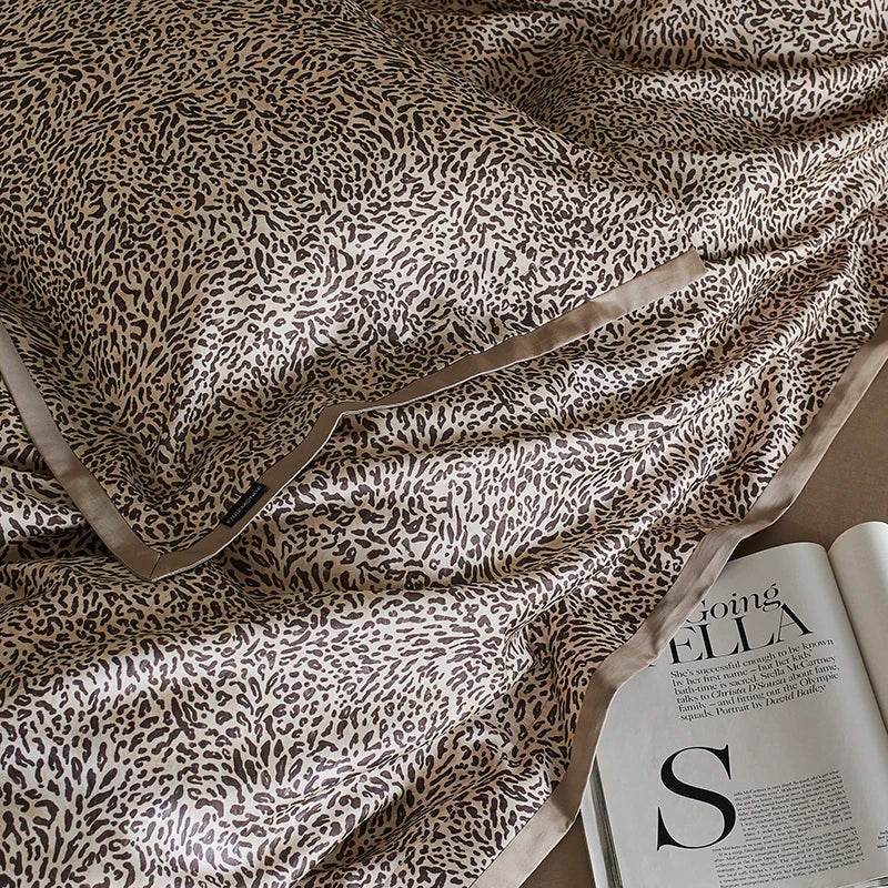 Decorbites™ Leopard Luxus-Bettwäsche-Set: Seidig weiches Lyocell-Baumwoll-Bettbezug-Set, Laken-Set, Kissenbezüge