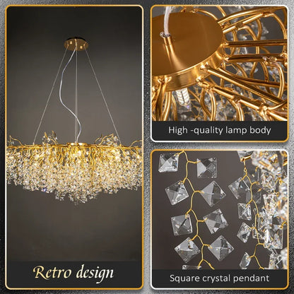 Decorbites™ Gold Kristall-Kronleuchter LED Rundleuchte Inselzweiglampen-Kronleuchter