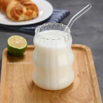 Decorbites™ Glasbecher-Set mit Deckel und Trinkhalm, transparentes Trinkgeschirr für Tee, Saft, Bier oder Milch