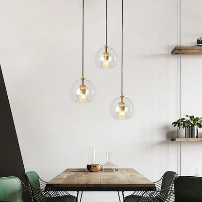 DecorBites™ Gold Glass Ball Pendant Light for Dining Room & Bedroom Decor