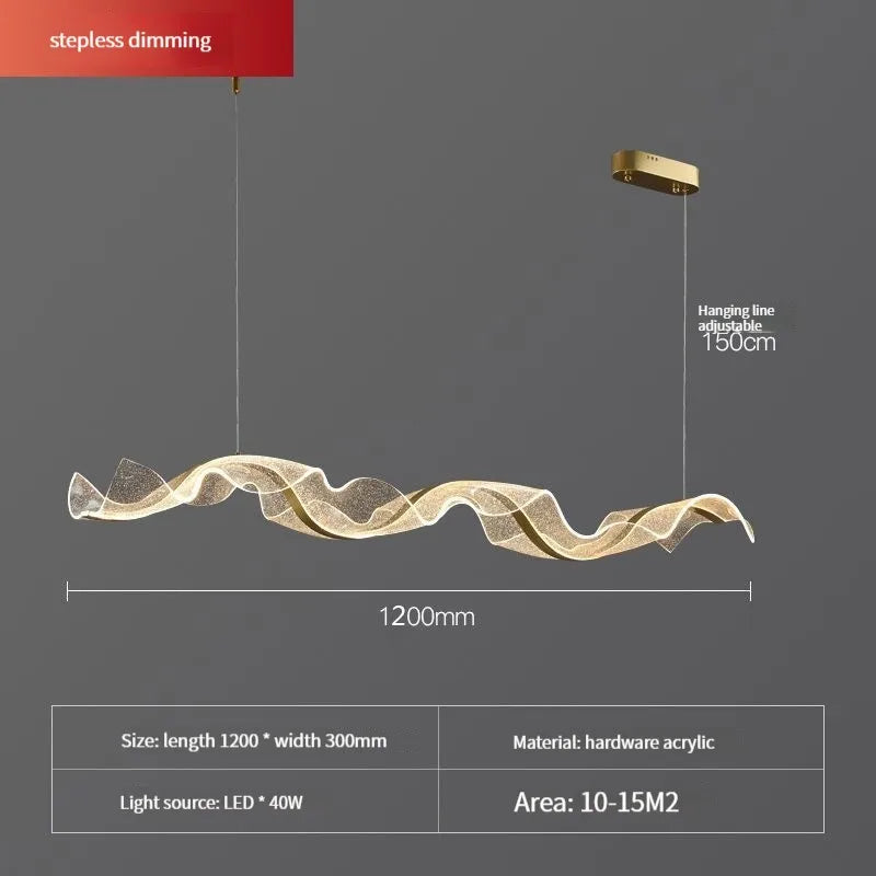 Decorbites™ Gold Wellen-Design Acryl-Hängelampe Kronleuchter für Wohnzimmer & Küche