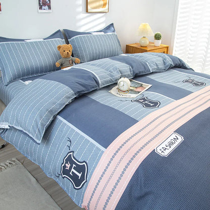 Decorbites™ Geometrisches Blumenmuster-Bettwäsche-Set mit Steppdecke, Bettbezug, Laken und Kissen
