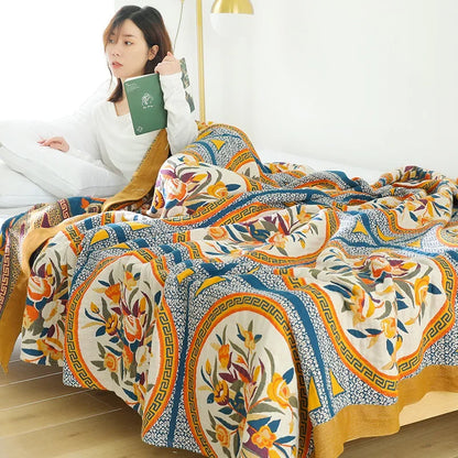 DecorBites™ Cotton Gauze Leisure Blanket - Soft Boho Decor for Beds & Sofas