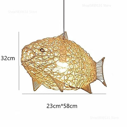 Decorbites™ Bambus-Fisch-Kunst-Anhängerleuchten – Nordische LED-Leuchte für Küche & Wohnzimmer