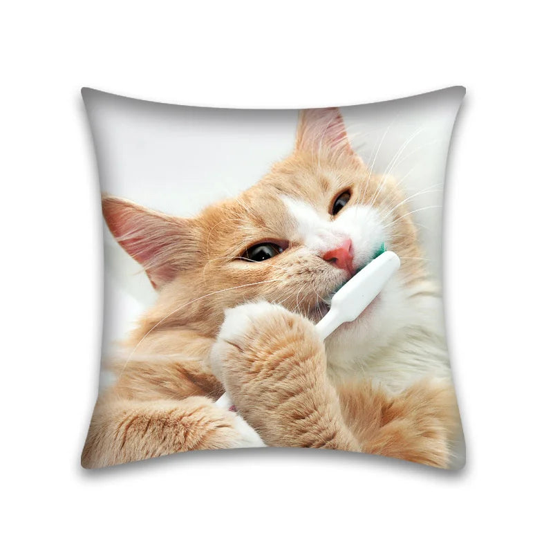 Decorbites™ Niedliches Katzen-Anime-Kissenbezug – 45x45 cm Cartoon-Hussenbezug für Zuhause und Büro