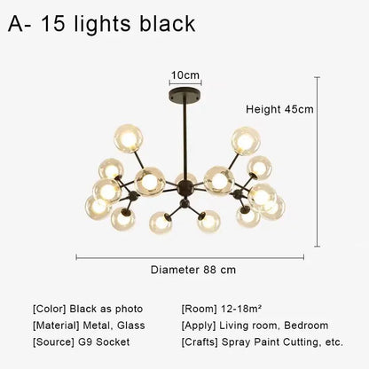 DecorBites™ Glass Ball Pendant Chandelier for Living Room Bedroom Dining Room