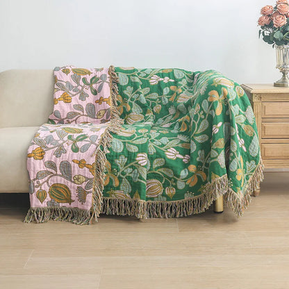 DecorBites™ Jacquard Cotton Gauze Non-Slip Sofa Cover - High Quality & Double-Sided