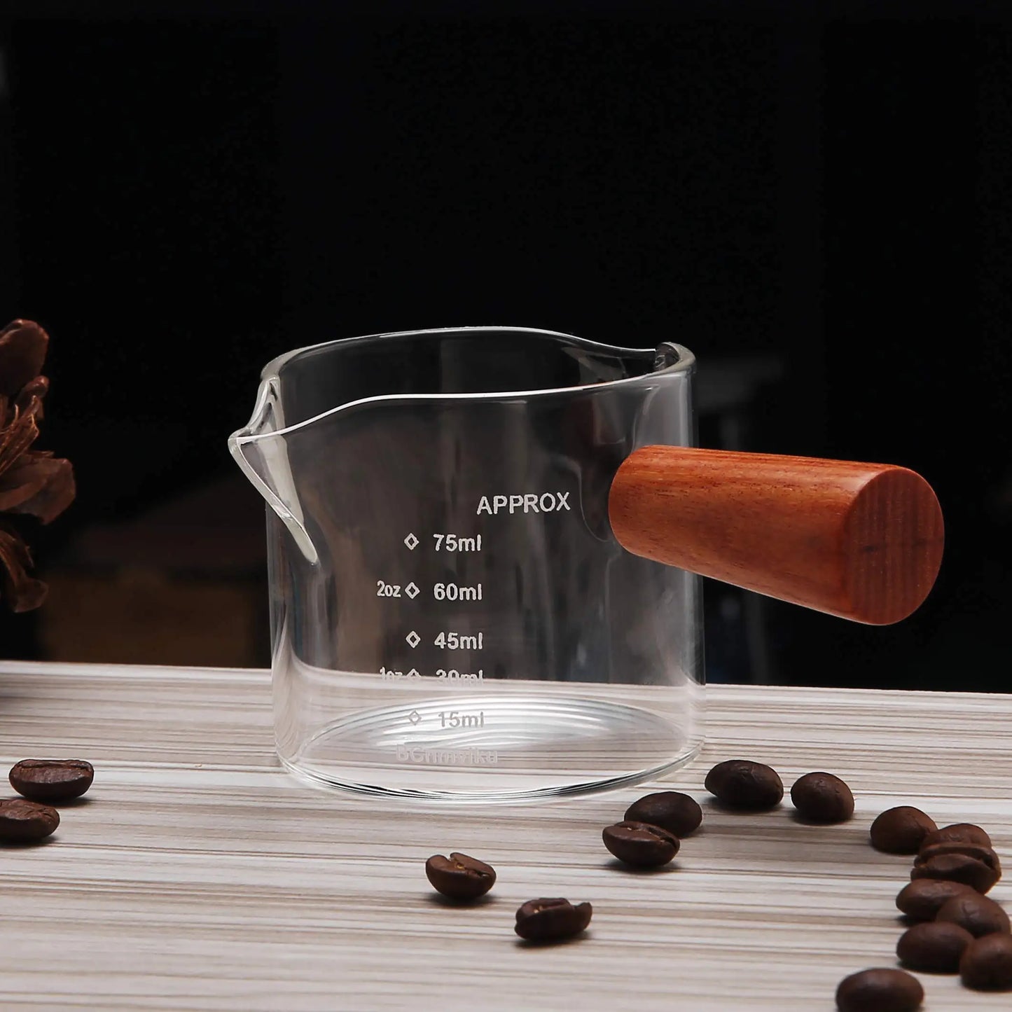 Decorbites™ Glas-Espresso-Kanne mit doppelten Ausgießen und Holzegriff
