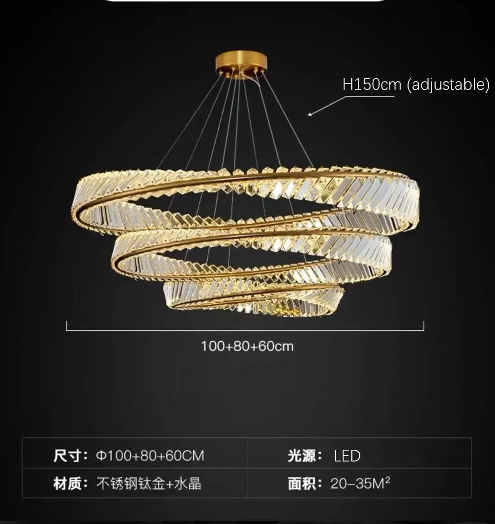 Decorbites™ DNA-Spirale Kristall-Lüster LED-Ring-Design für luxuriöses Wohnzimmer