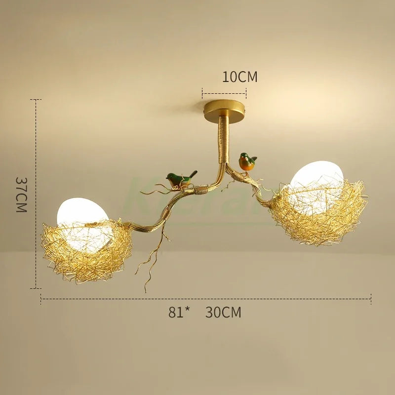 Decorbites™ Vogelnest-Glas-LED-Deckenleuchte für modernes nordisches Wohnzimmer-Dekor