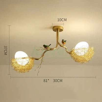Decorbites™ Vogelnest-Glas-LED-Deckenleuchte für modernes nordisches Wohnzimmer-Dekor