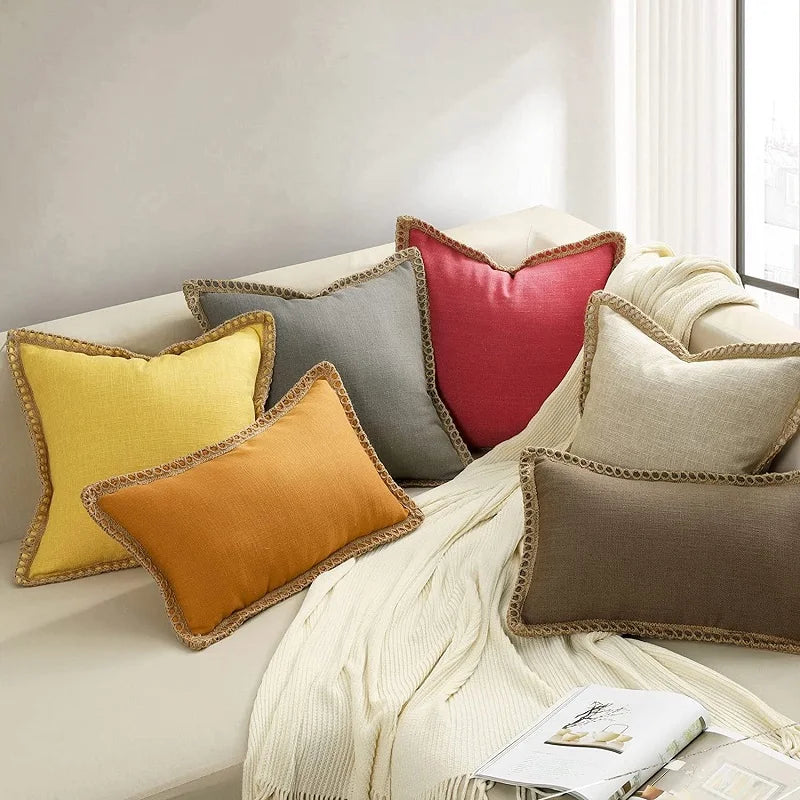 Decorbites™ Leinen-Quadrat-Kissenbezüge-Set – Wohnaccessoires für Sofa, Couch, Bett