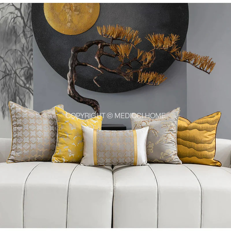 Decorbites™ Gold Quatrefoil Geometrisches Jacquard-Kissenbezug – Luxuriöse Wohnraumausstattung