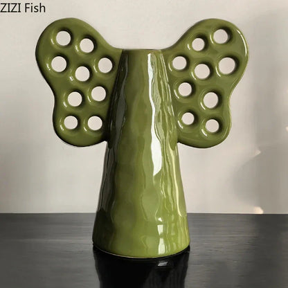 DecorBites™ Elephant Ceramic Vase with Artificial Flowers for Home Decor