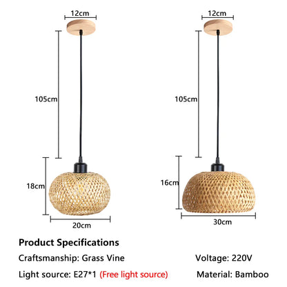 Decorbites™ Bambus-Rattan-Hängeleuchter für Esszimmer- und Restaurantbeleuchtung