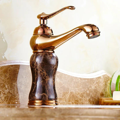 Decorbites™ Golden Marmor Badezimmer Waschtischarmatur Heiß-Kalt-Wasser-Mischer Deckenmontiert Goldener Hahn