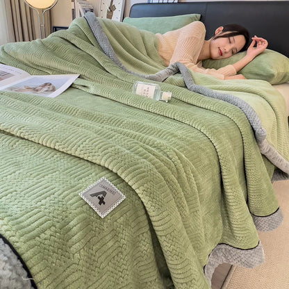 DecorBites™ Cozy Striped Knitted Velvet Blanket